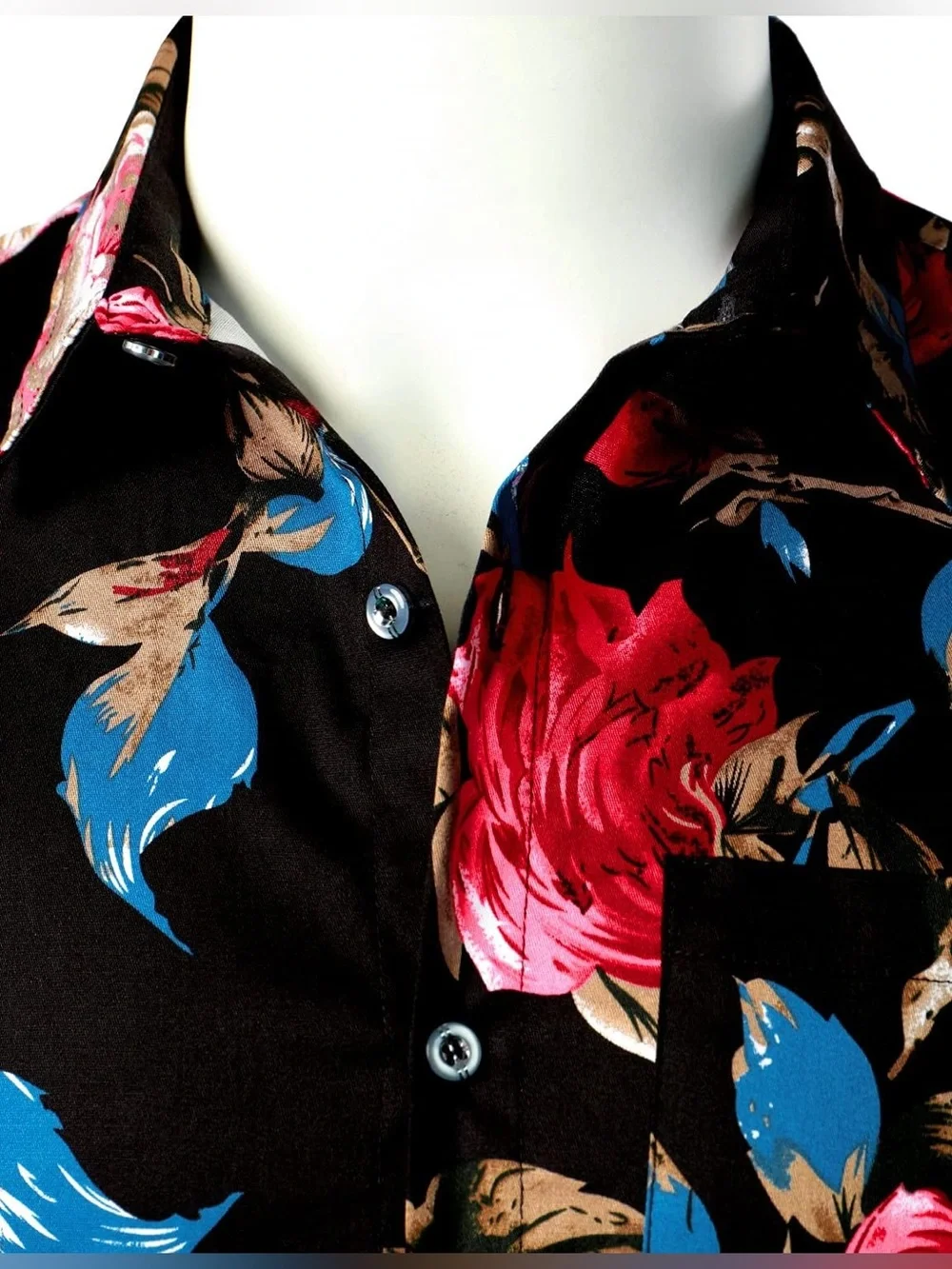 LucMatton Set Black Rose Short Sleeve Button-Down & Shorts
